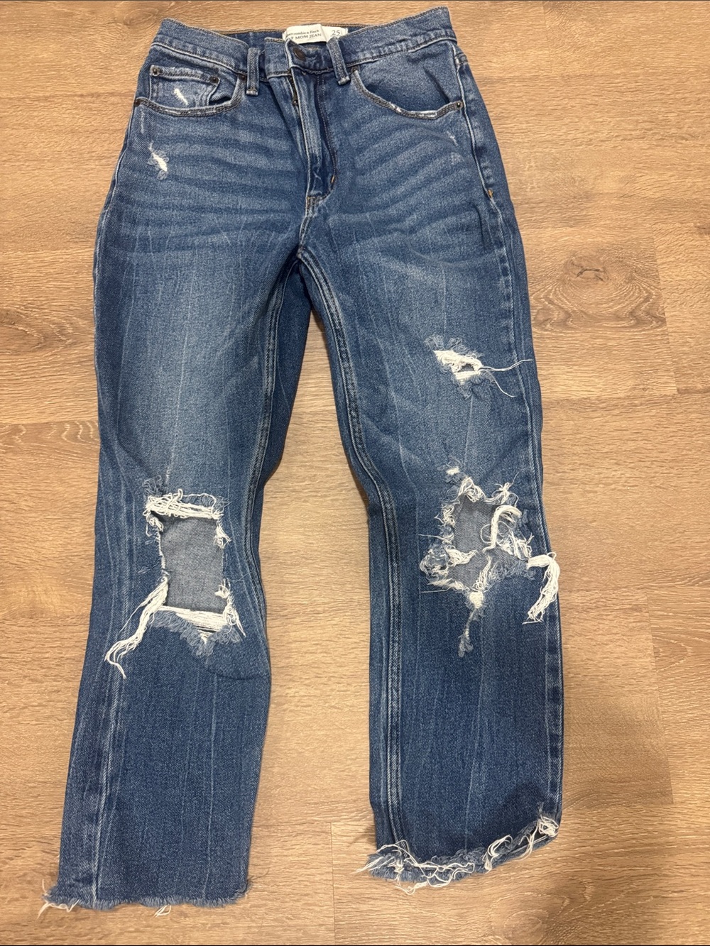 Abercrombie & Fitch Distressed Dark Blue Boyfriend Jeans